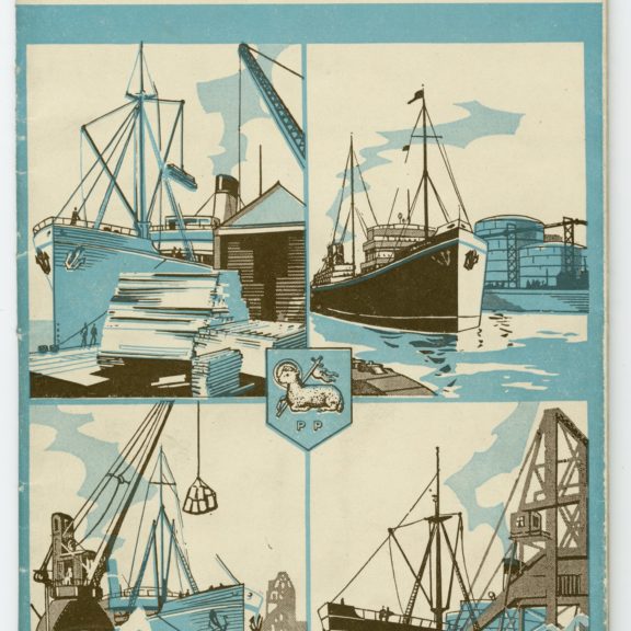 Booklet showing sketches of ships withe Preston lamb in the middle.