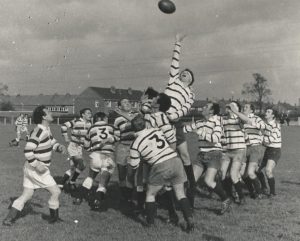 A rugby football match at preston Grasshoppers