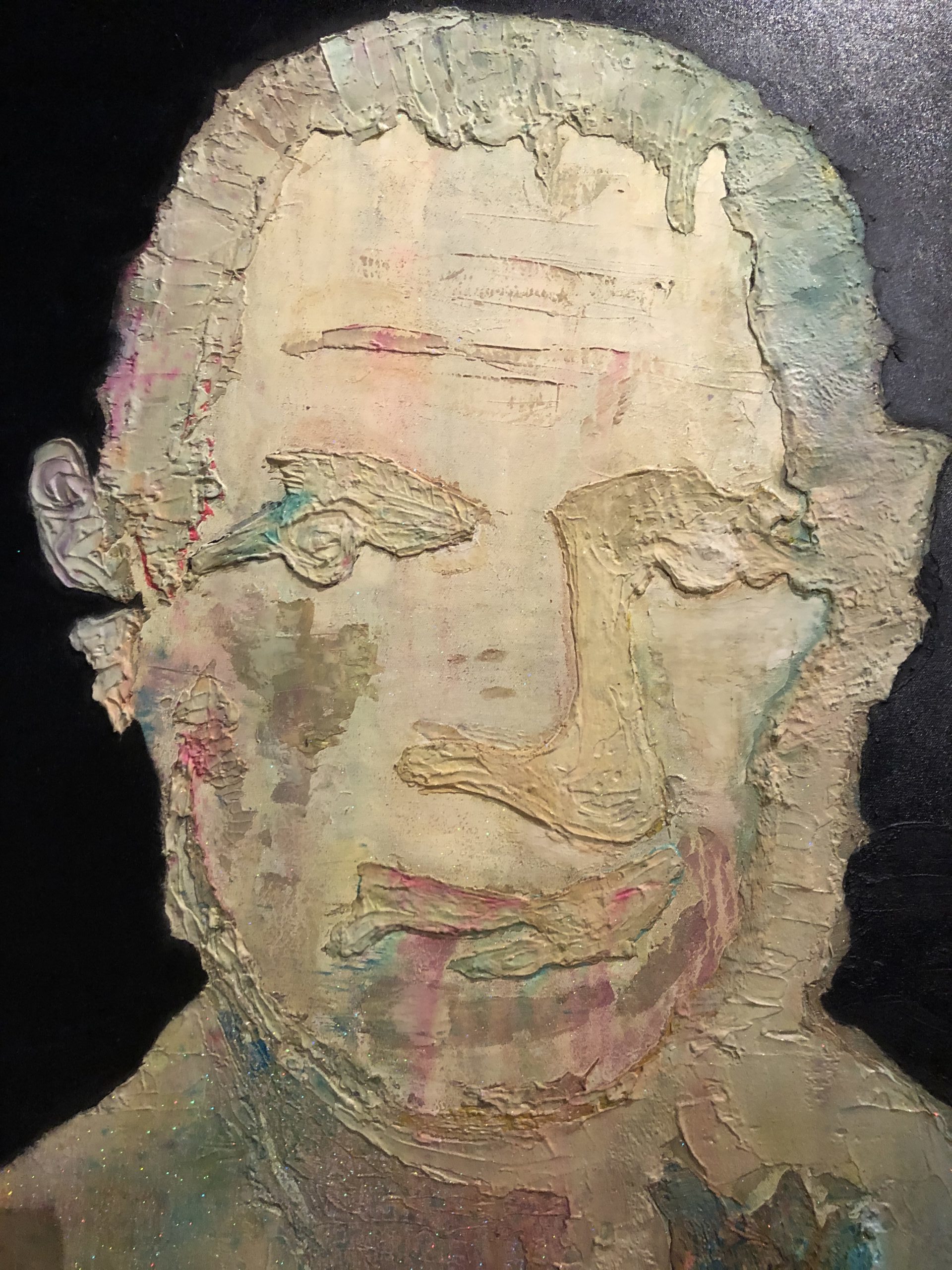 Samuel Courtauld painting and mixed media used to create his portrait.