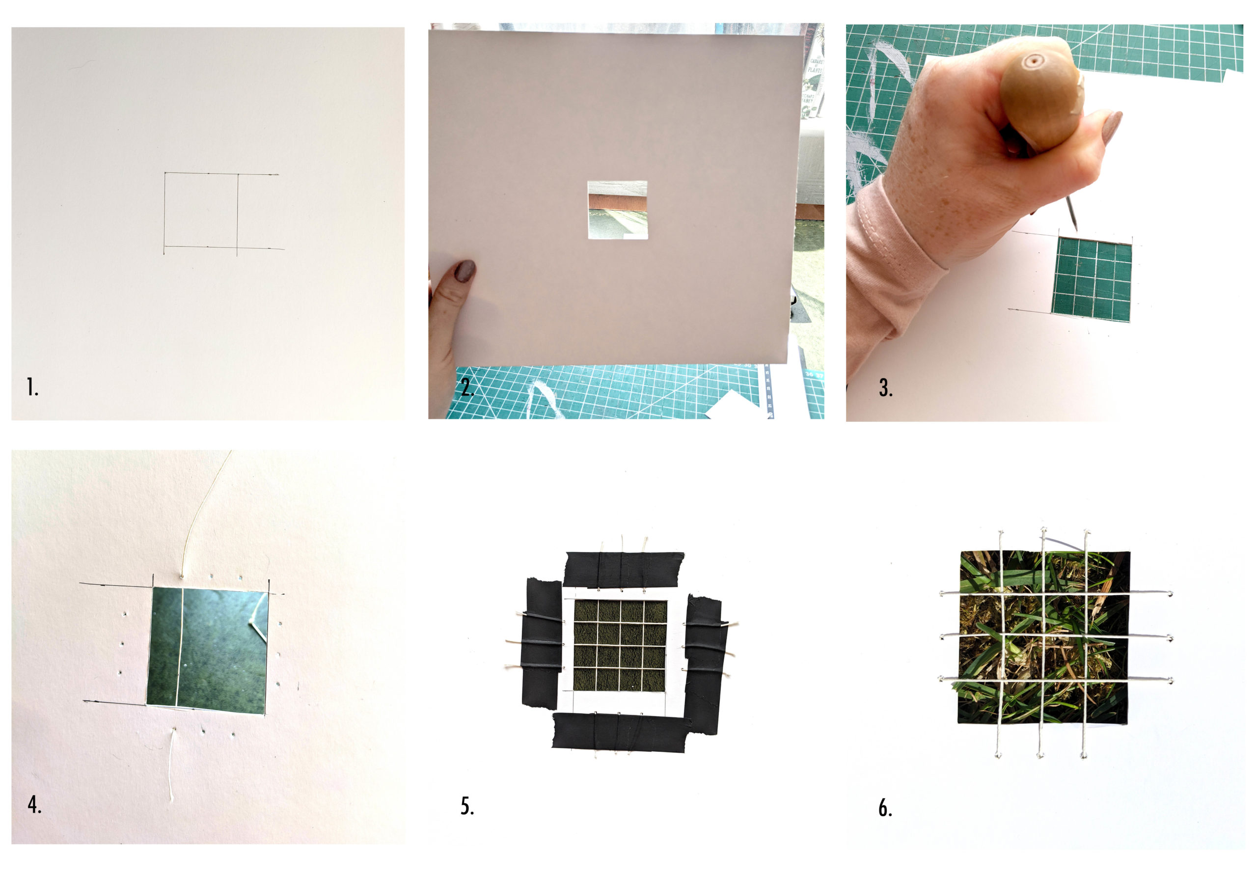 Grid of photos showing artist make her piece step by step