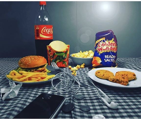 Photo of fast food and an iphone