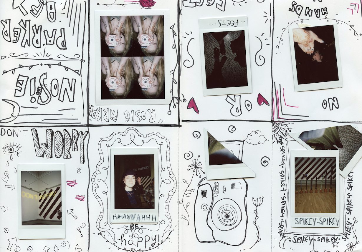 collage of polaroid photos with young people