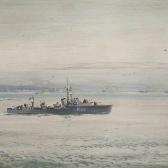 Image of the painting Destroyer Off the Normandy Beaches