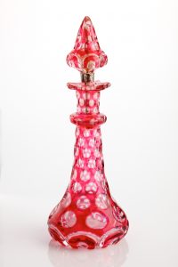 A pretty pink glass scent bottle