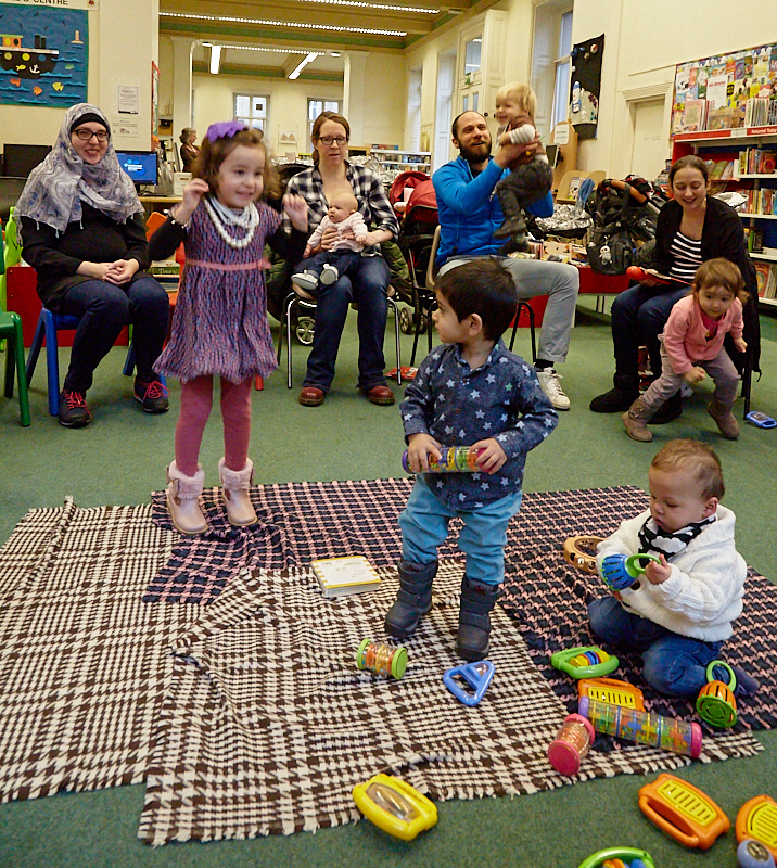 Babies and toddlers at the baby bounce and rhyme activity