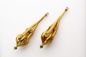 Long drop earrings from the collection