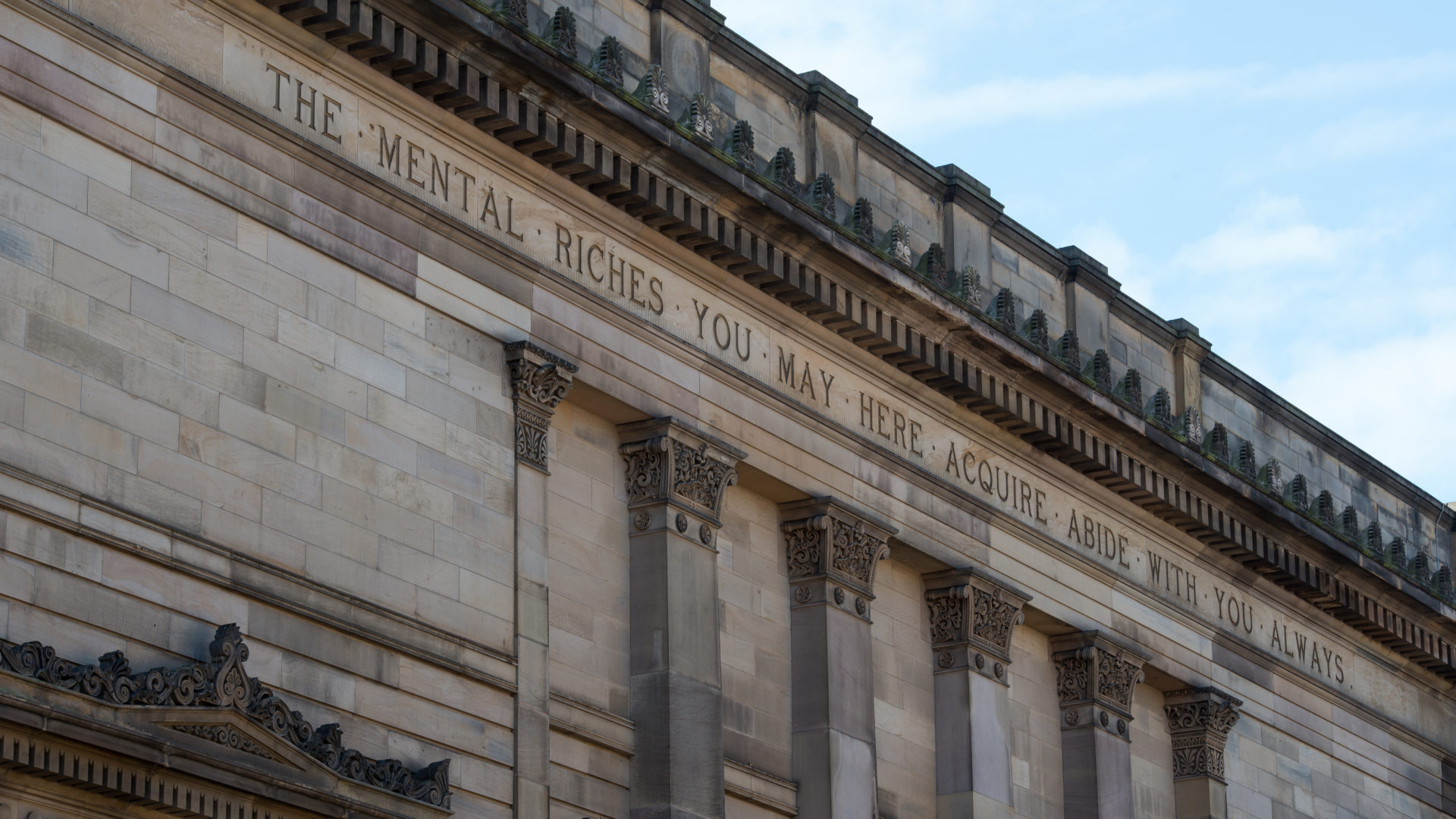 Inscription Video: 'The Mental Riches you may here Acquire abide with you Always'.