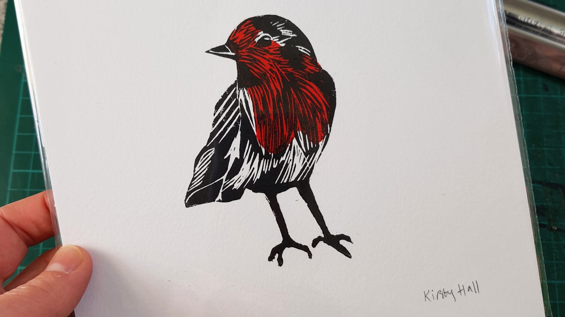 Image of a Linoprint robin