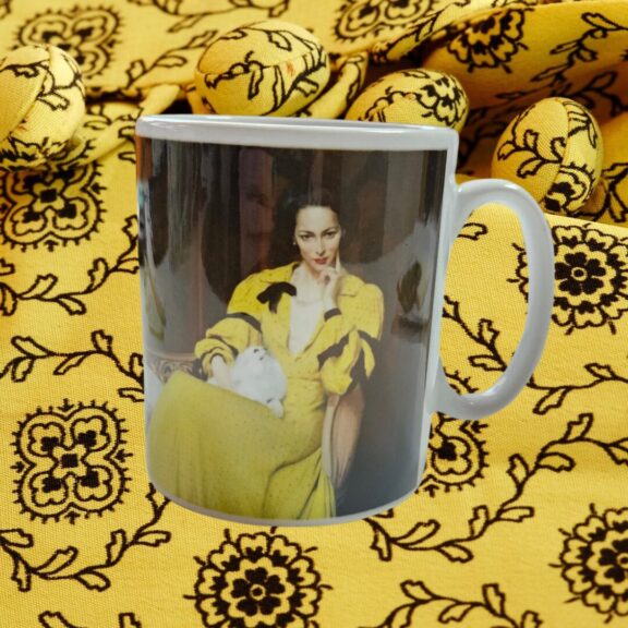 A mug featuring Pauline in the yellow dress.