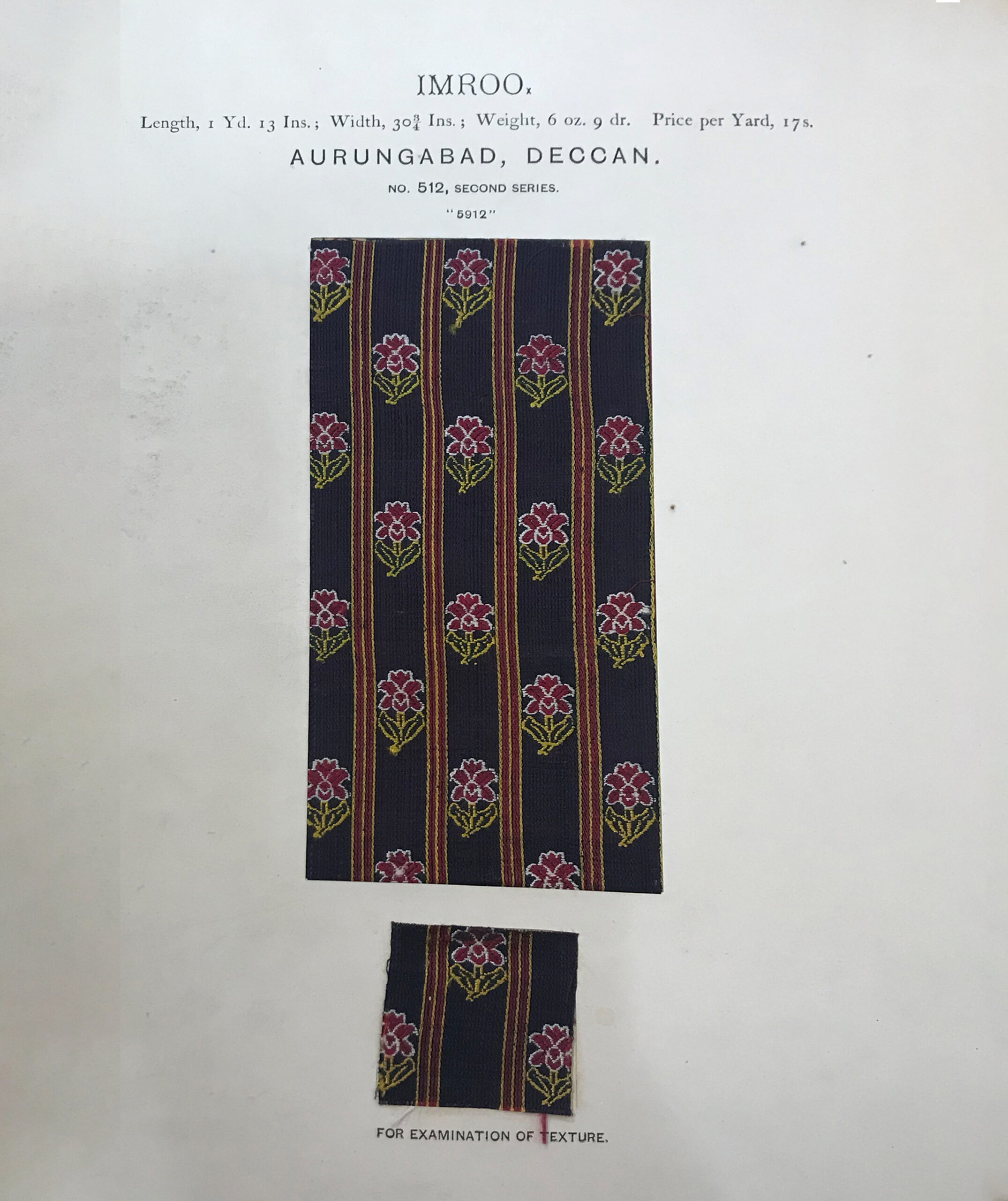 Image of a dark blue flower printed fabic swatch