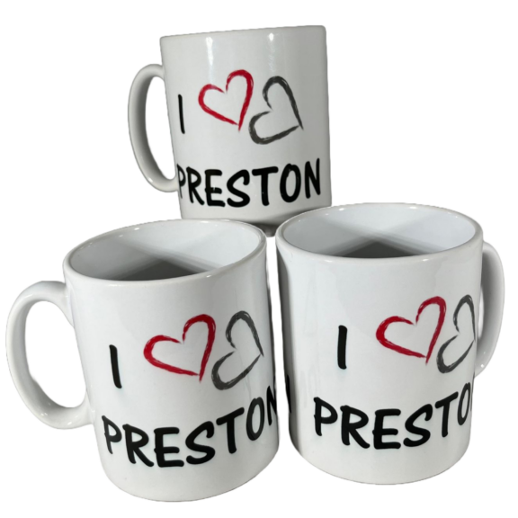 Image of a white notepad with 'I love Preston' written on it
