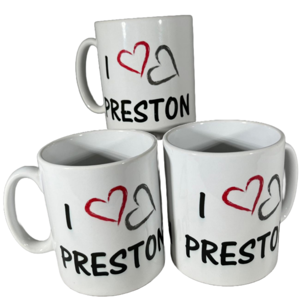 Image of a white notepad with 'I love Preston' written on it