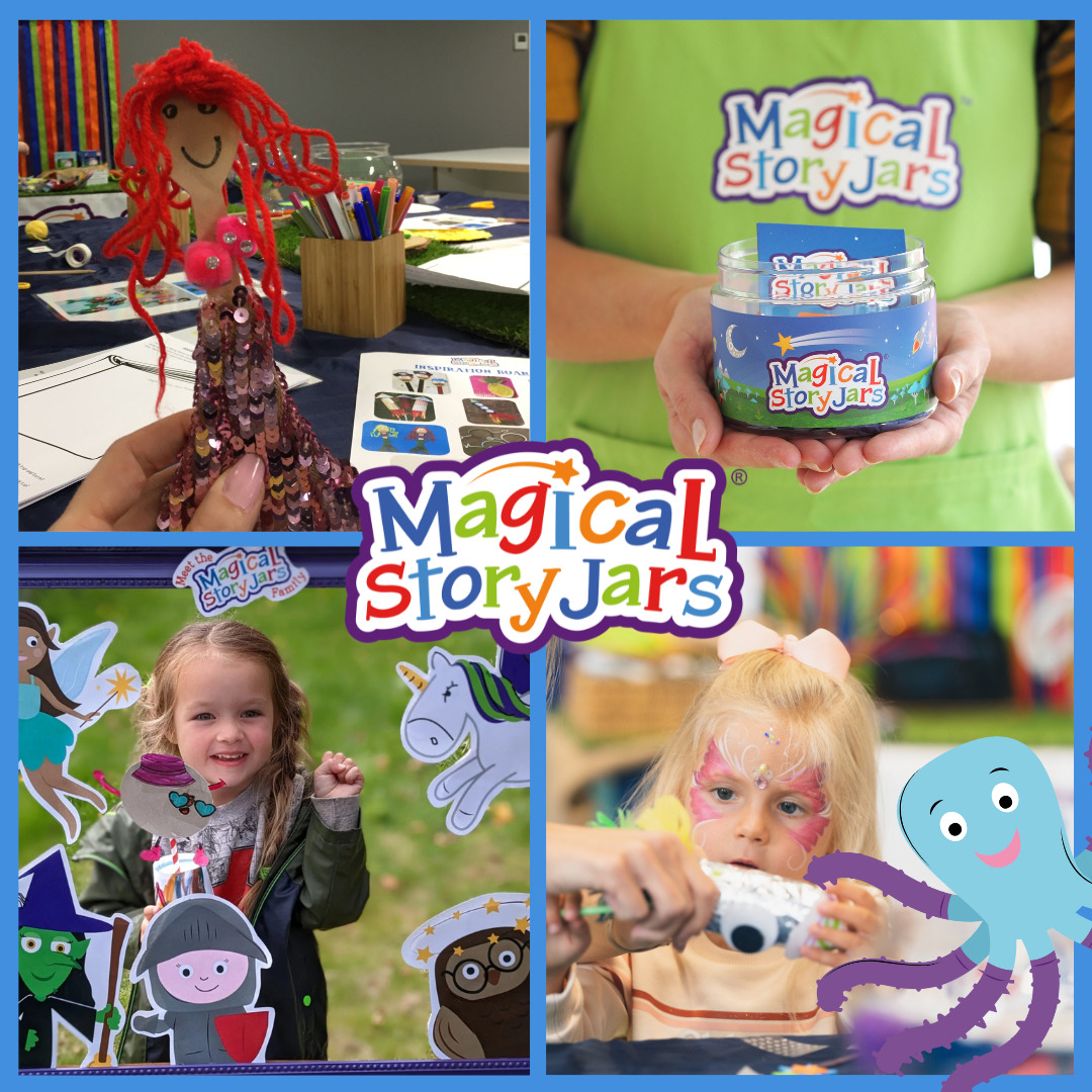 4x Grid image of children with a magical story jar