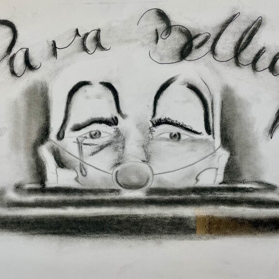 Image of half a clown face and the words 'Para Belluy'