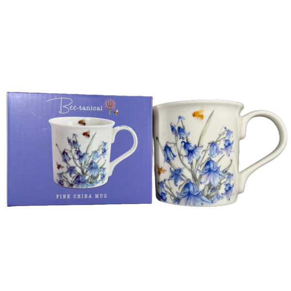 Image of a floral mug in blue.