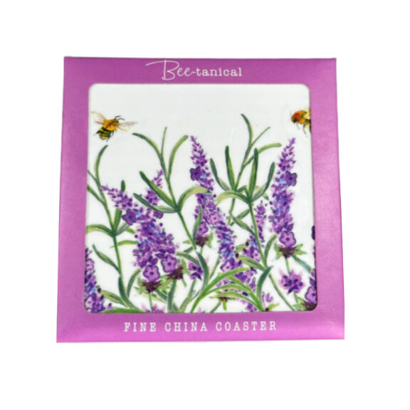 Image of a purple flower coaster.