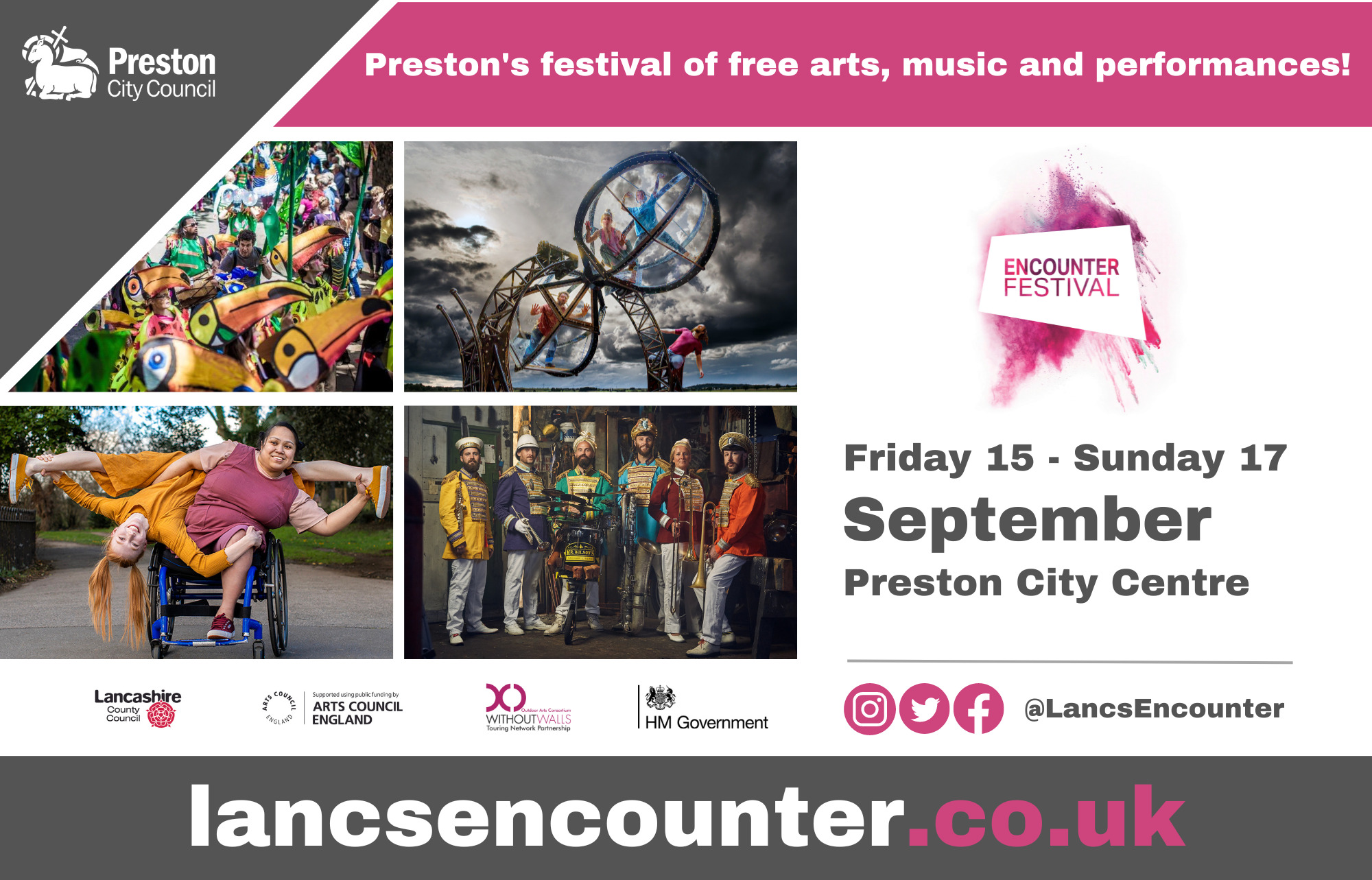 Encounter Festival Poster with performances highlighted.