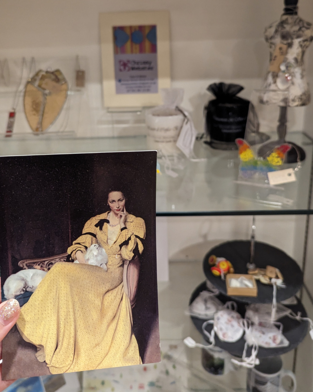 Pauline in the yellow dress postcard