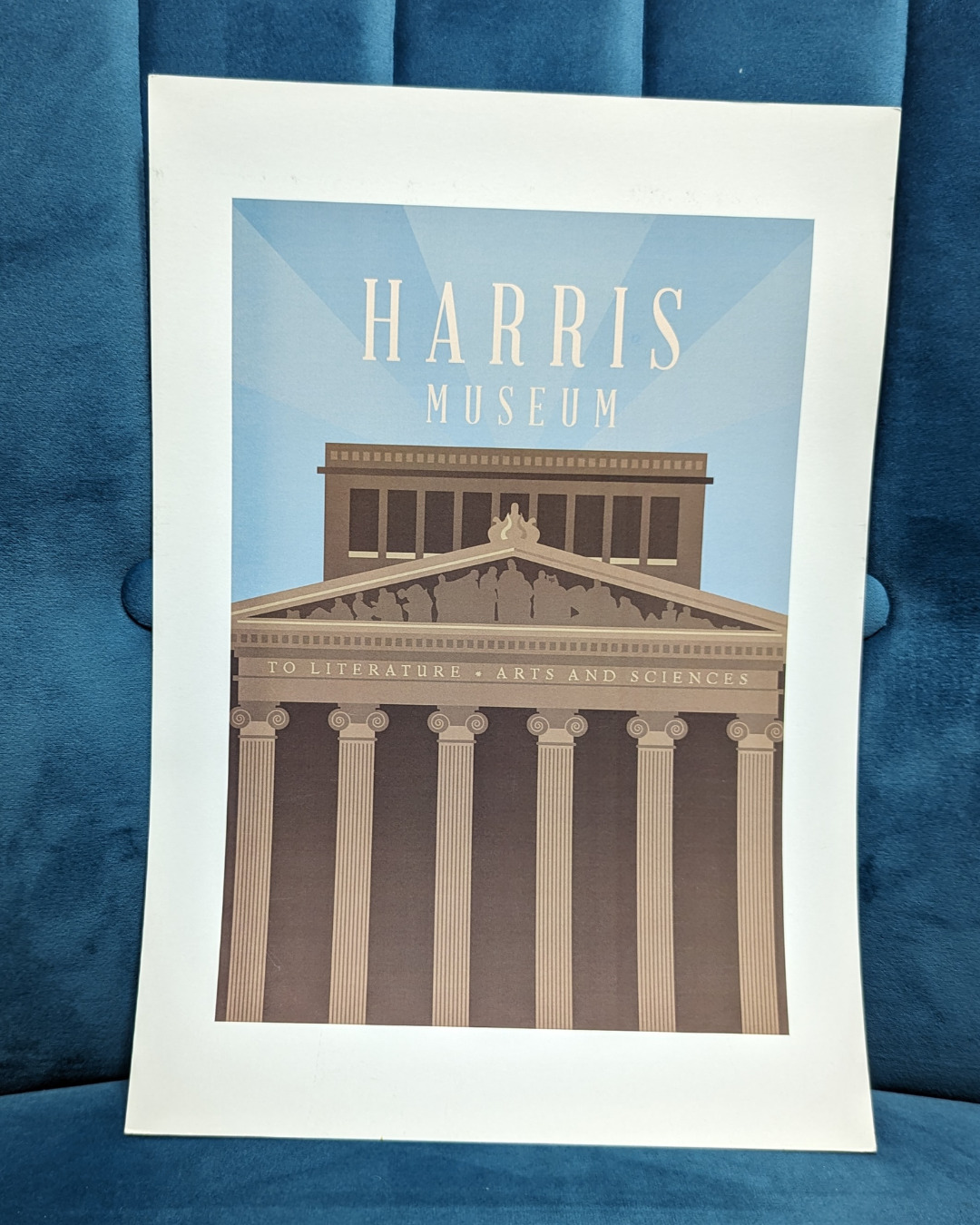 An illustration of the Harris building