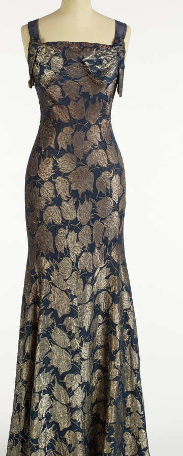 Glamourous navy and gold long dress