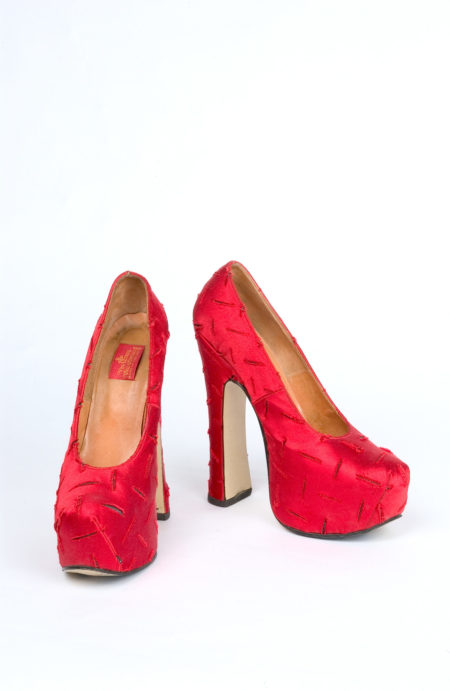 Bright red high heeled shoes