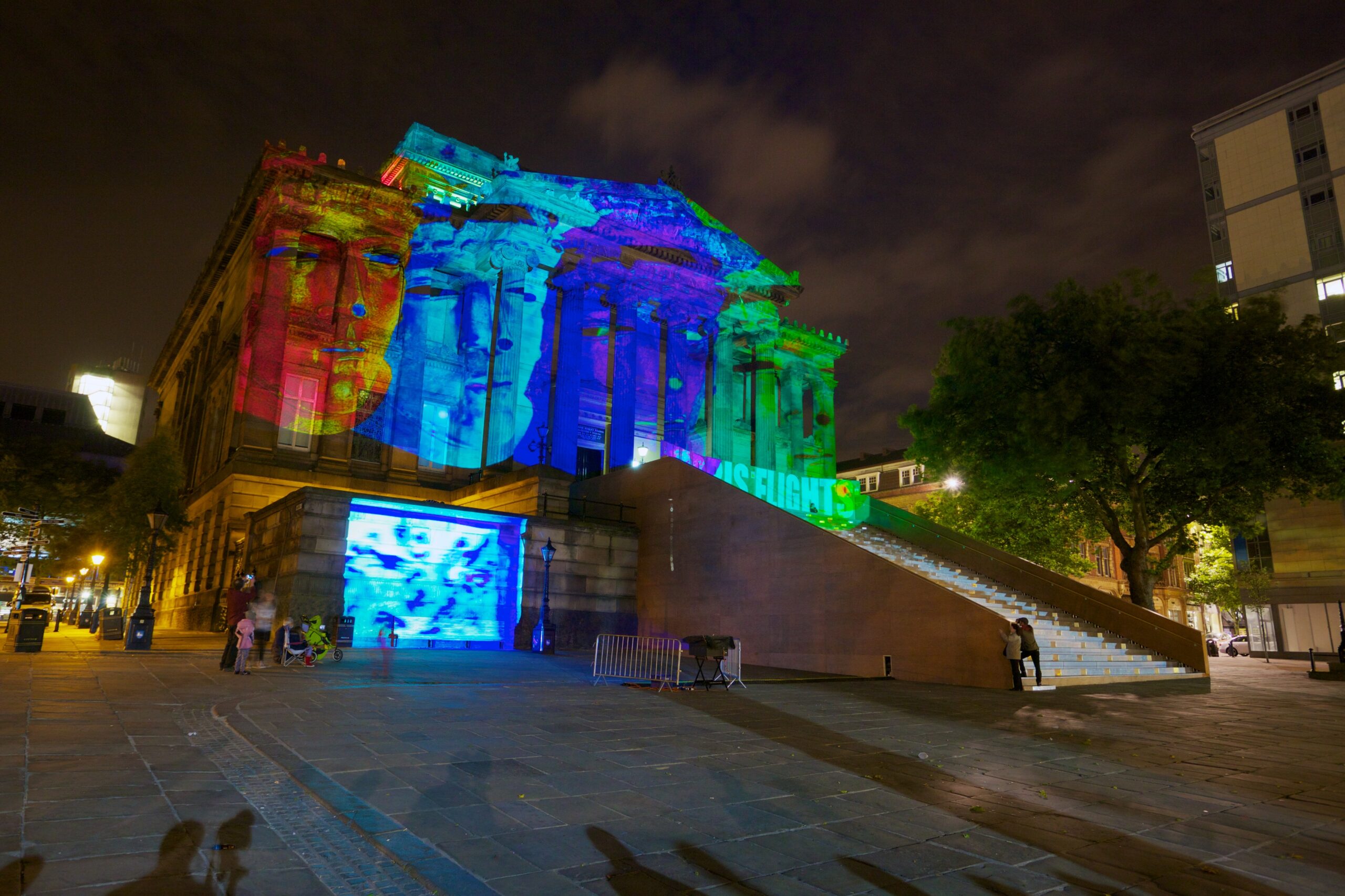 The Harris illuminated by a contemporary light installation.