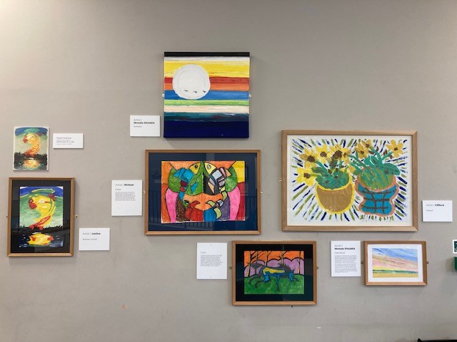 Paintings on display at the Foxton Centre.