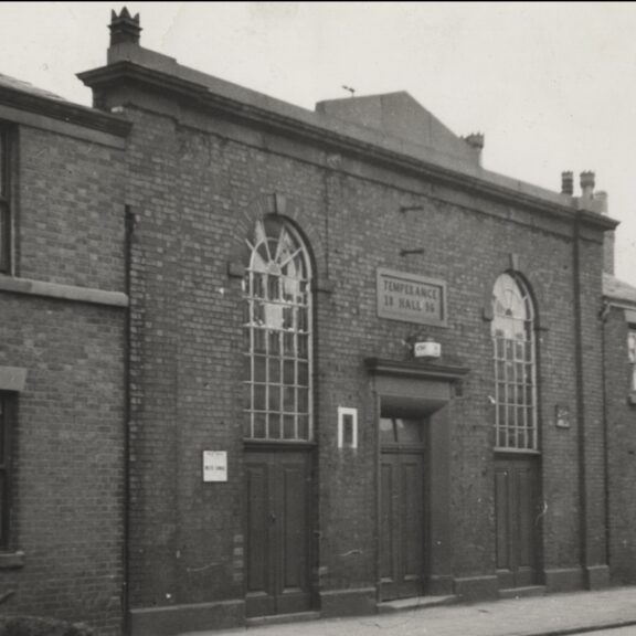 A black and white photograph of a building in Preston