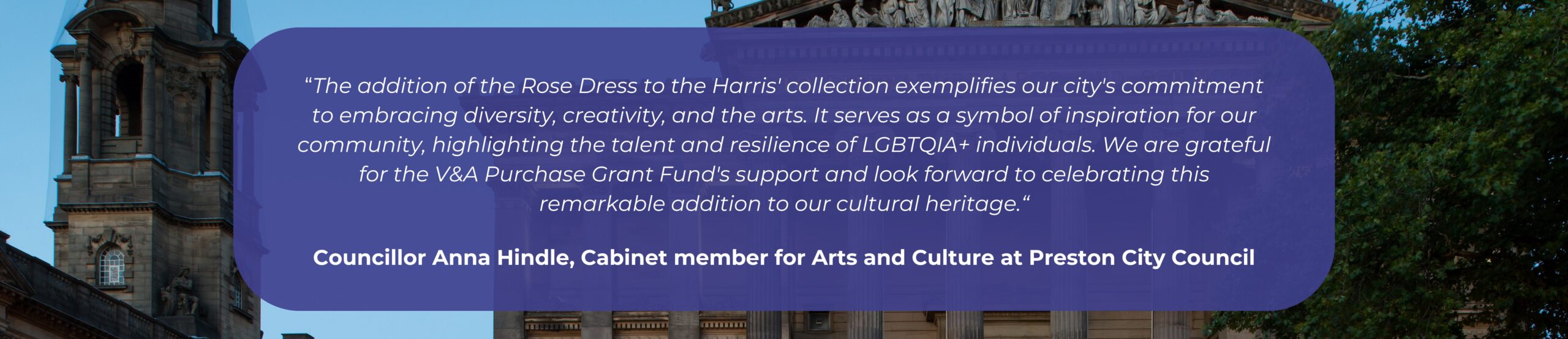 A quote on a blue background from councillor Anna Hindle.