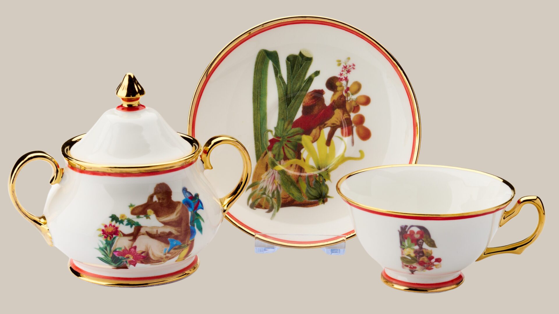 A three piece ceramic set.