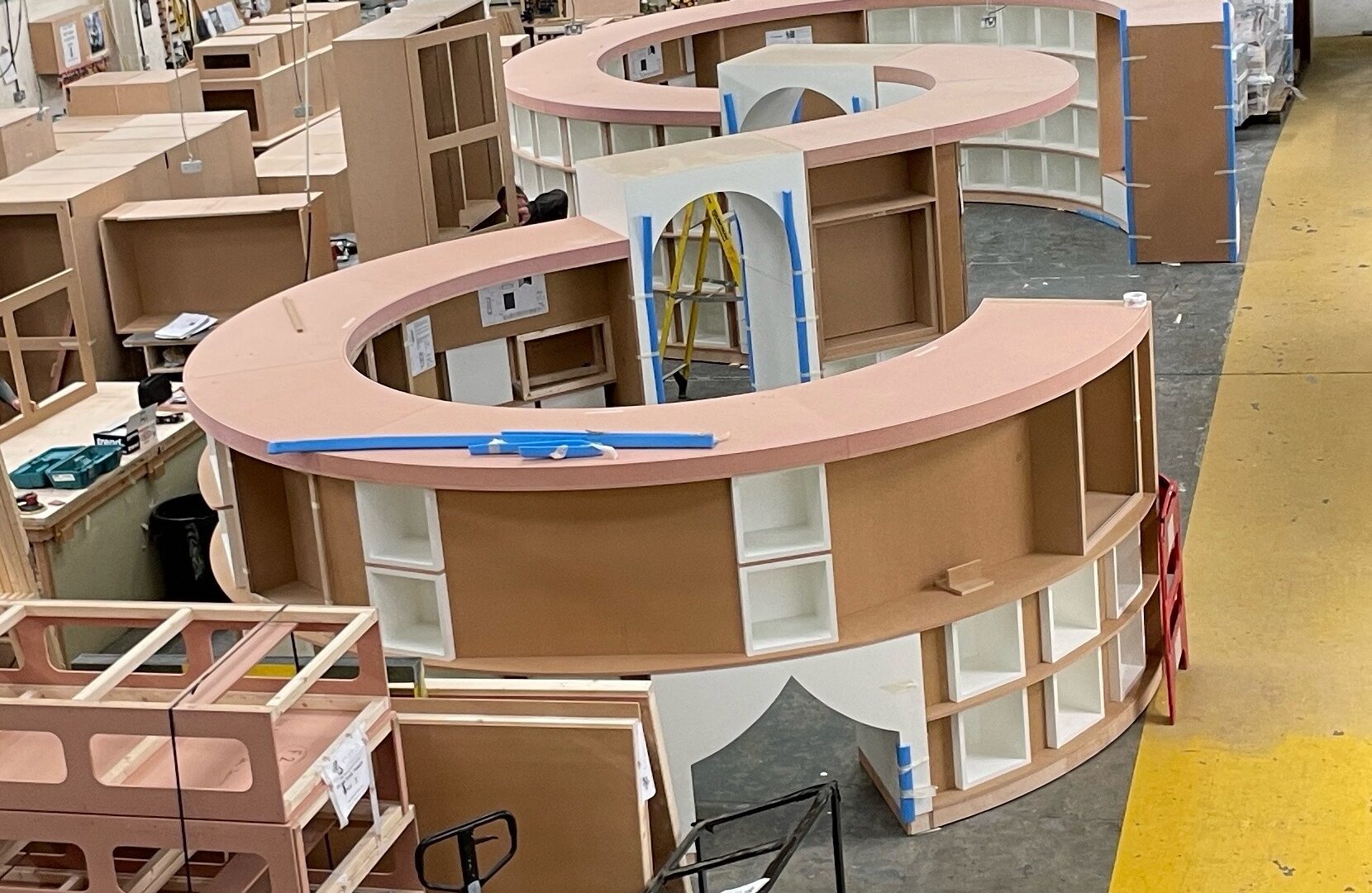 A large spiral bookcase.