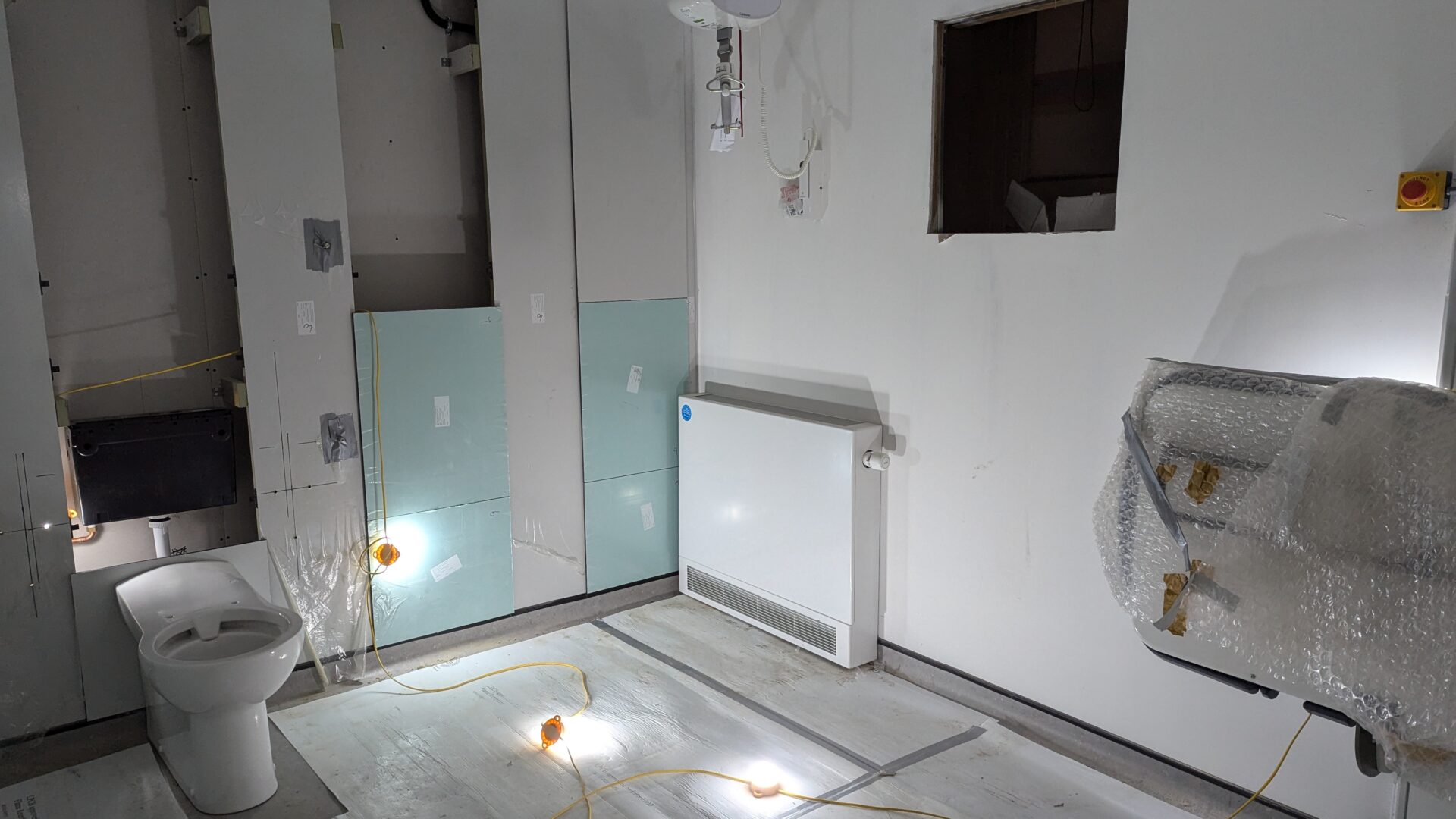 Image of a white unfinished Changing Places toliet