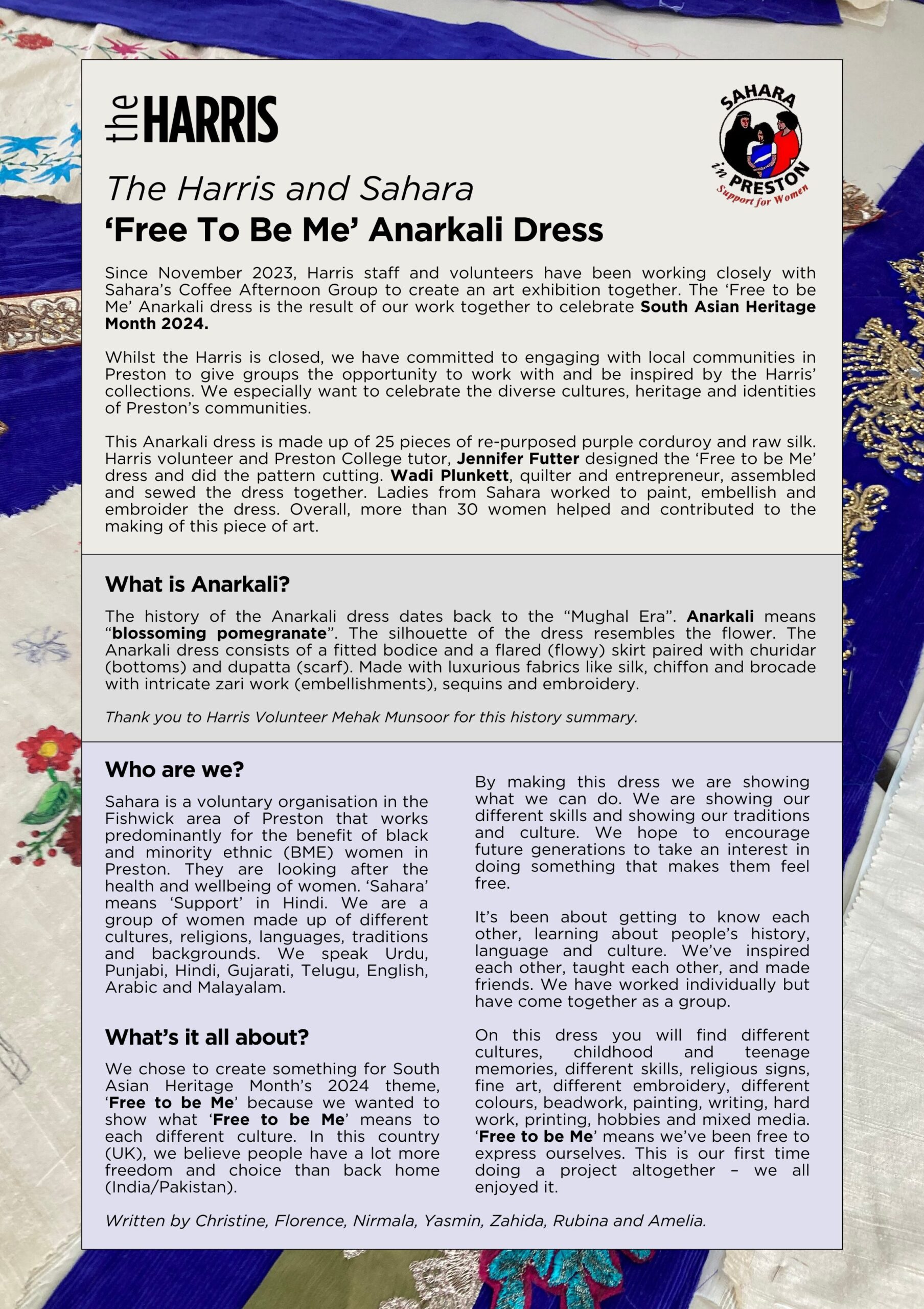 Exhibition information board for the 'Free to be Me' display.