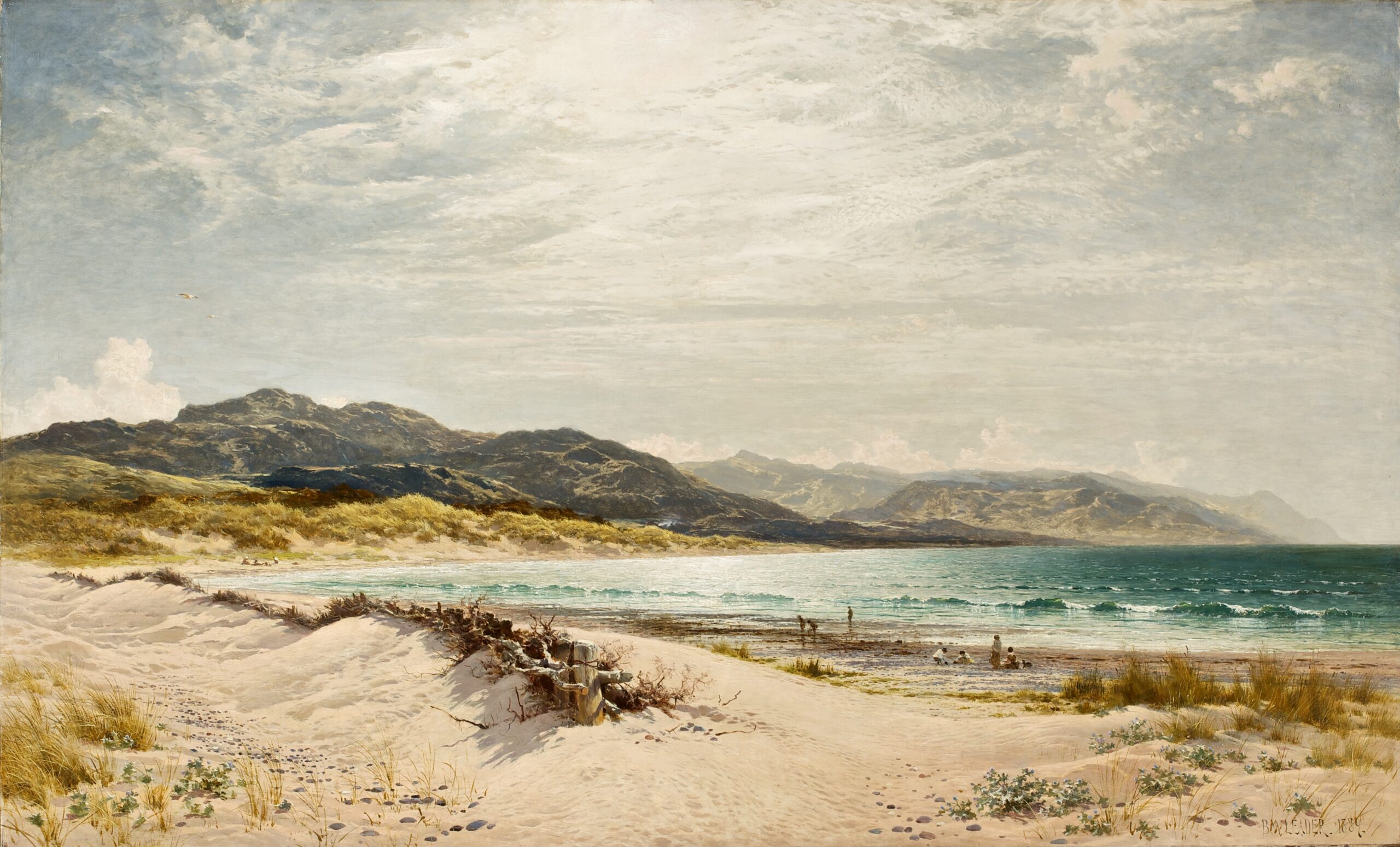 Artwork of a beach scene.