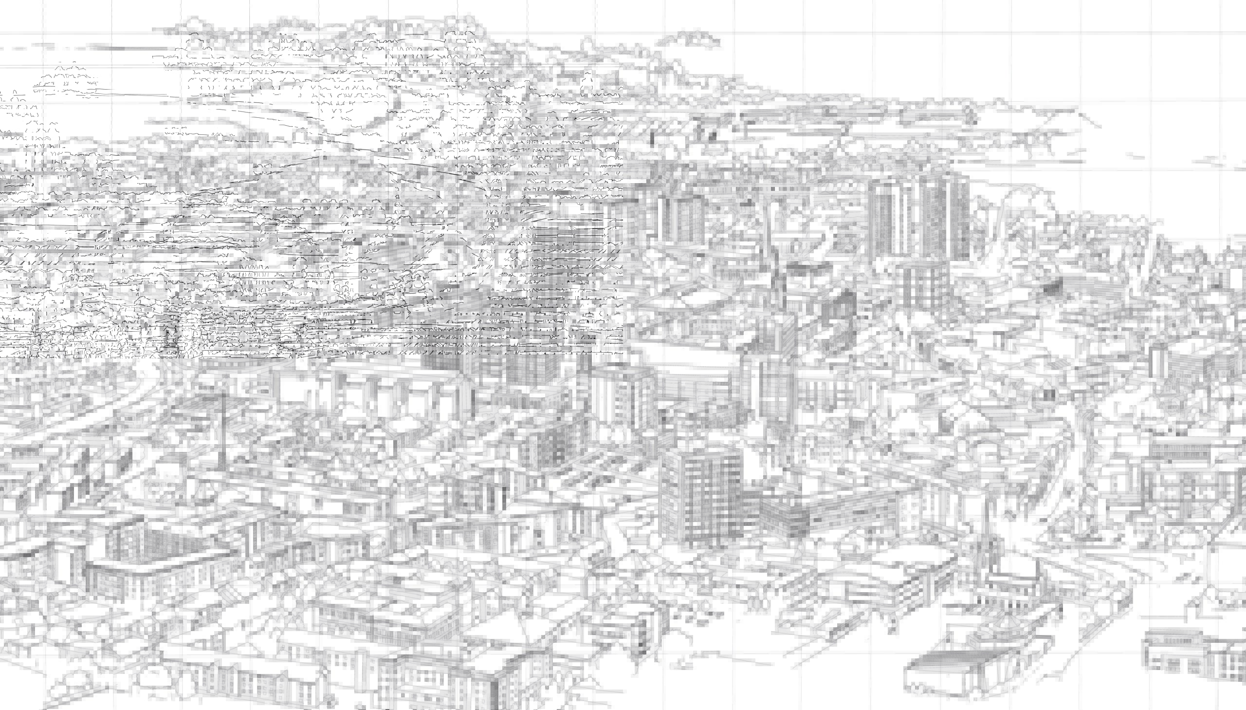 A birds-eye view sketch of Preston.